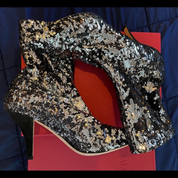 Authentic Valentino- Boots Sequin Liquid Metal Glo - Picture 2 of 12